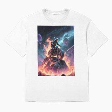 Motorcyclist in the middle of the volcano