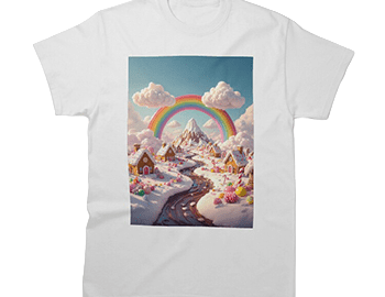 A landscape with gingerbread houses and a rainbow Classic T-Shirt A landscape with gingerbread houses and a rainbow Classic T-Shirt