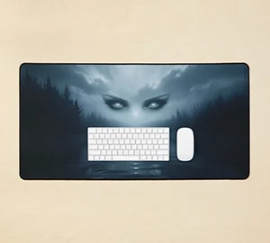The Dense Fog, Silver and Clarity Eyes Desk Mat The Dense Fog, Silver and Clarity Eyes Desk Mat