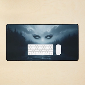 The Dense Fog, Silver and Clarity Eyes Desk Mat The Dense Fog, Silver and Clarity Eyes Desk Mat