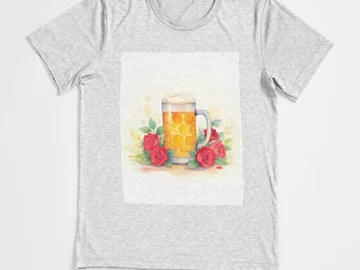 A Refreshing Contrast: Beer Mug with Foam Among Roses A Refreshing Contrast: Beer Mug with Foam Among Roses
