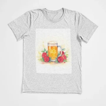A Refreshing Contrast: Beer Mug with Foam Among Roses